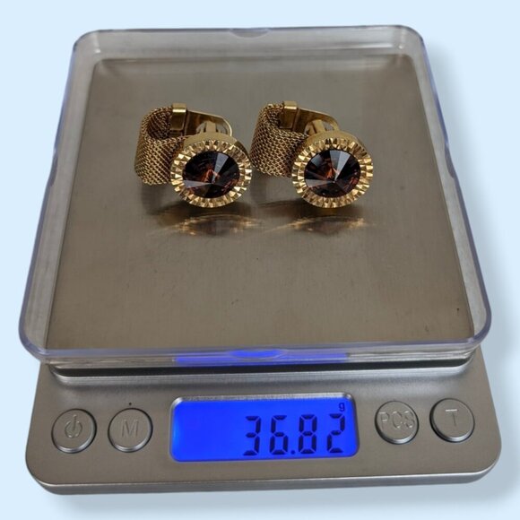 Vintage Glass Rivoli Mesh Cufflinks - Picture 5 of 5